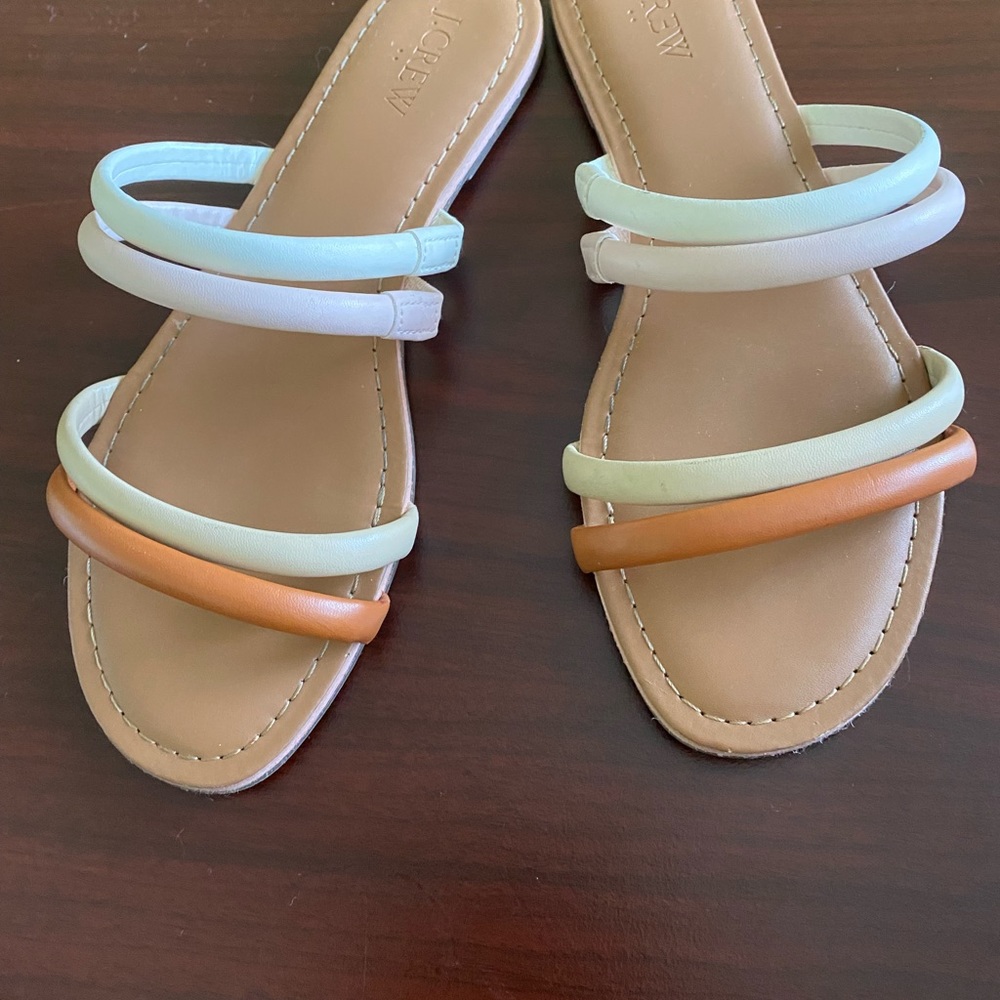 J Crew factory seaside strappy slide sandal neutral EUC - Picture 4 of 7